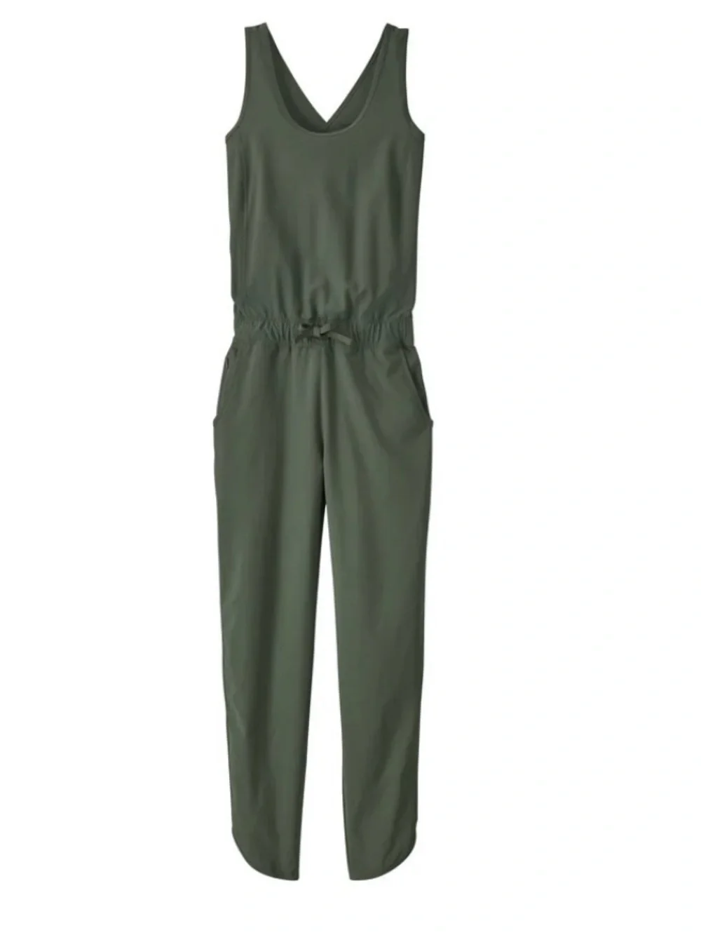 Patagonia Olive Green Sleeveless Drawstring Jogger Jumpsuit - Picture 2 of 6